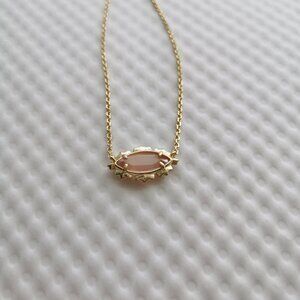 Kendra Scott Luster Plated Pink Cat's Eye Glass Genevieve Gold Necklace NEW